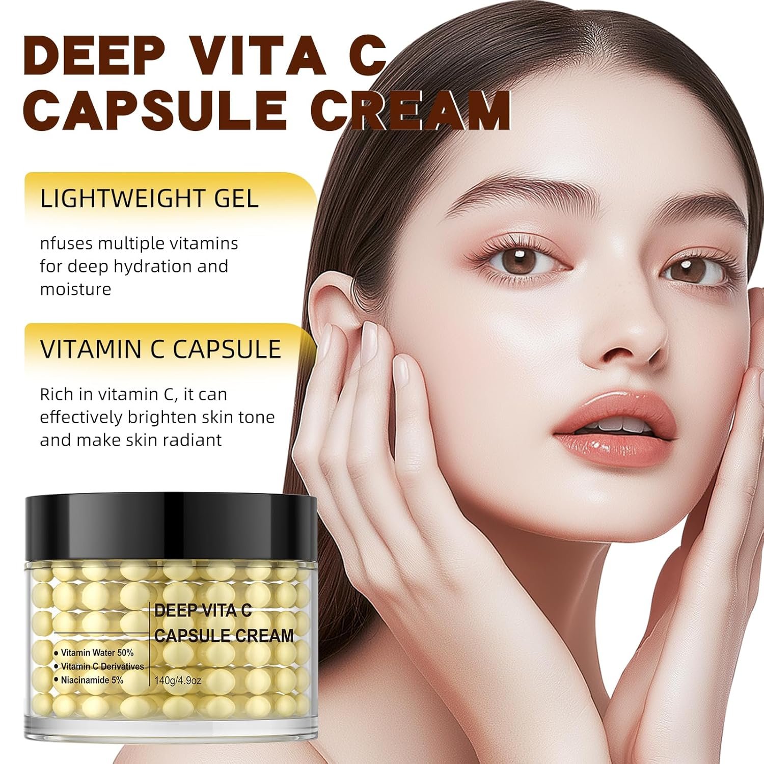 Deep Vita C Capsule Face Cream - Vitamin C & Niacinamide Brightening Moisturizer | OEM/ODM Skincare 